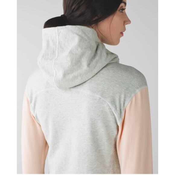 Lululemon On The Daily Hoodie French Terry Jacket Women S 6 Heathered White Pink - Picture 4 of 13